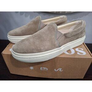 NIB Soludos Ibiza Suede  Slip-On Platform Sneakers in Sage (Grey)/Size 7